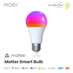 MOES Tuya Matter WiFi Smart Bulb Dimmable Led Light 16 Million RGB Colors E27 Candle Lamp Voice Control Alexa Google Home