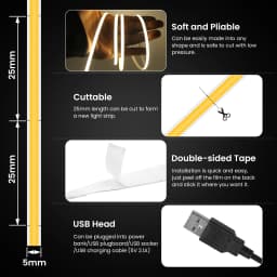 5V USB COB Led Strip Light 320 Leds/M White/Red/Green/Blue/Ice Blue/Pink PCB 3MM 5MM 8MM Flexible Ribbon Night Lamp TV Backlight