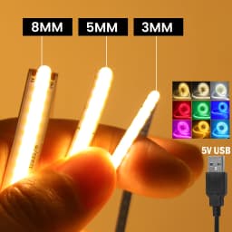 5V USB COB Led Strip Light 320 Leds/M White/Red/Green/Blue/Ice Blue/Pink PCB 3MM 5MM 8MM Flexible Ribbon Night Lamp TV Backlight