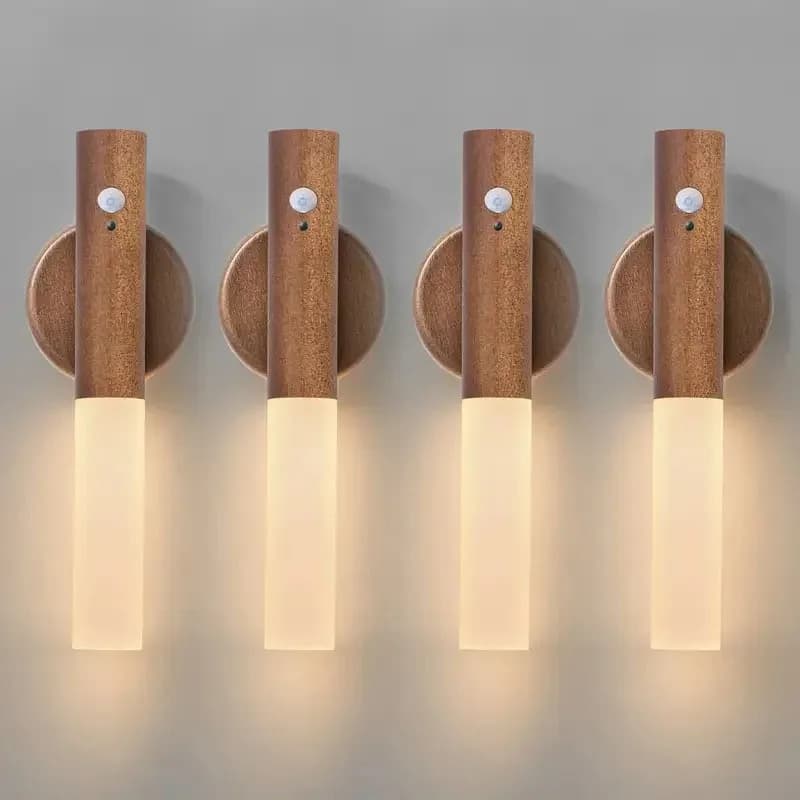Smart Motion Sensor Night Light LED Rechargeable Magnetic Wall Lamp Portable for Hallway Bedroom Stairs Bathroom Cabinets Decor