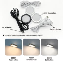 USB 5v LED Dimmable Downlight Slim Surface Mount Spotlight 3W Spot Cabinet Lamp DC12v Down Lights Car Interior Puck Night Lights