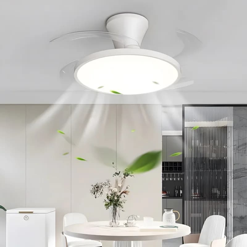 Modern Invisible LED Ceiling Fan with Light Large Air Volume 3 Folding Blades for Bedroom Dining Room Electric Fan AC220V
