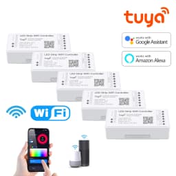 12V-24V Smart Tuya WiFi LED Controller Dimmer Single Color/CCT/RGB/RGBW/RGBCCT LED Strip Controller APP Control for Alexa Google