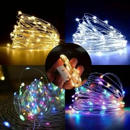 5pcs/10pcs Multi-Color LED Fairy String Lights 200cm Battery Powered Twinkle Lights Indoor Outdoor Xmas Halloween Diwali Decor