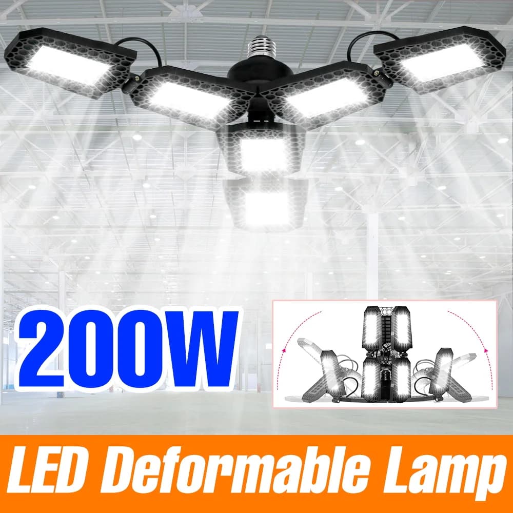 200W LED E27/E26 Garage Light Bulb AC220V Ceiling Lamp 110V Spotlight 50W 80W 100W Home Warehouse Parking lot Basement Lighting