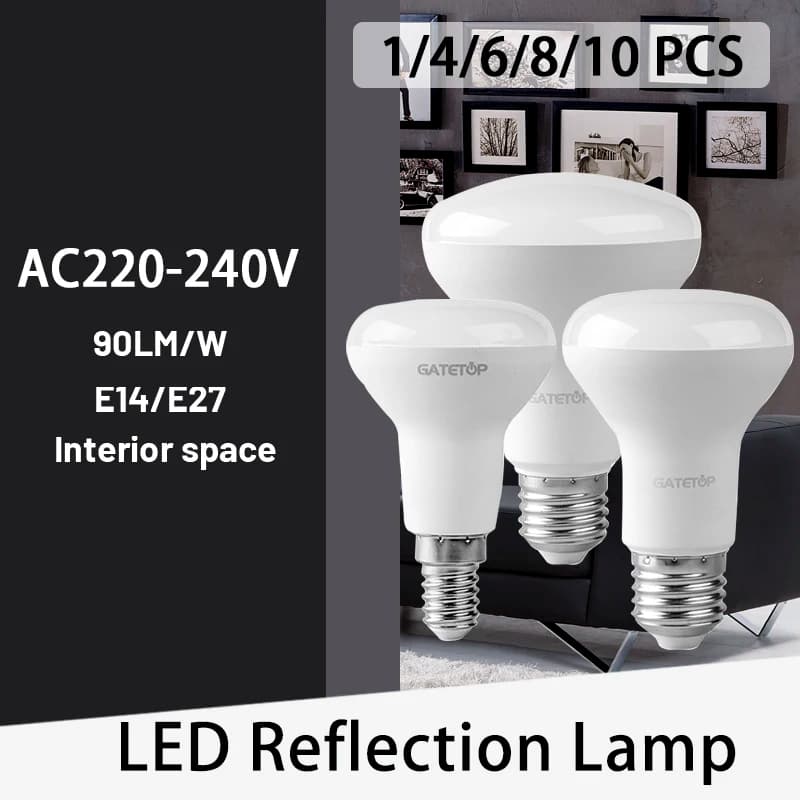 1-10 Pack R50 R63 R80 E14 E27 R Bulb Bathroom Light 6W 10W 12W High Lumen 3000K 4000K 6000K Natural Light for Bathroom Home