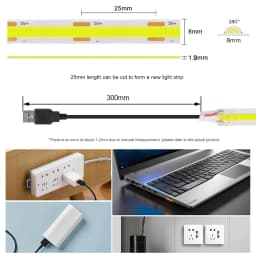 5V 3mm 5mm 8mm PCB COB LED Strip Light USB Powered Red Green Blue Pink Warm White High Density 320LEDs Flexible Ribbon Tape Lamp