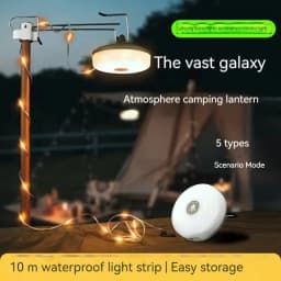 10M Length LED Camping Lamp Strip Atmosphere Waterproof Recyclable Light Belt Outdoor Garden Decoration Lamp for Tent Room