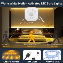 Sensor Stair Lights, Motion Activated Light Strip with Dimmer 5V Flex Ribbon Chasing Flowing Led Strip Lights Flexible Ribbon
