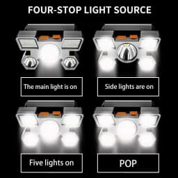5 LED Flashlight Rechargeable with Built in Lithium Battery Strong Head Light Camping Adventure Fishing Cycling Headlamp
