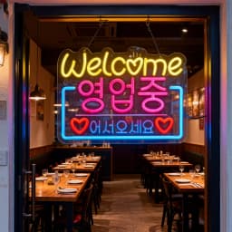 Korean Welcome on Sale Neon Sign, LED Neon Light for Restaurant Store Salon Shop Cafe Bar Market Party Decor USB Powered