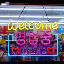 Korean Welcome on Sale Neon Sign, LED Neon Light for Restaurant Store Salon Shop Cafe Bar Market Party Decor USB Powered