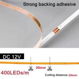 3mm Ultra Thin 12V Colorful COB LED Strip Dimmable 3000K 4000K 6000K High Density Flexible Light 400LEDs For DIY Home Decor Lamp