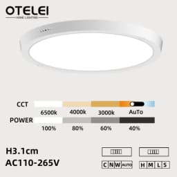 New Ultra-thin LED Ceiling Light CCT Button Dimming 3 Colors Panel Light Kitchen Bedroom Bathroom Highlight Round Ceiling Lamp