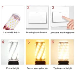 AC 85V-265V LED Corn Bulb Tri-color Light 16/12W E14 Chandelier Candle Light E27 Lamp SMD 2835 Warm White 3000K Cool White 6500K