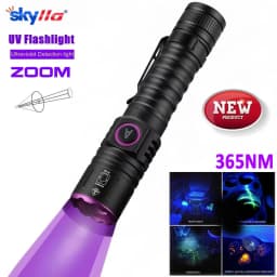 365/395nm UV Flashlight Zoom Type-C USB Rechargeable Black Light For Identification,Pet Urine Detection,Scorpion With Battery