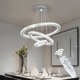 Modern Crystal Rings Led Chandelier Indoor Luxury Ceiling Lamp Dimming And Remote Control Pendan Lighting Chrome Lustre Fixtures