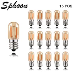 Sphoon 1W Led Tubular Light Bulbs E12 E14 Screw Base Gold Tint Glass Warm White 2200K Dimmable Antiqued Mini Decor Edison Bulb