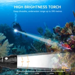 Wurkkos DL40 Diving Flashlight 5000 Lumens Ultra-Bright Equipped with 4 LEDS 90 CRI 26650 Battery IPX-8 Waterproof Rating