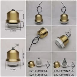 Brass Material E27 E14 Ceramic Lamp Holder With Wire Light Socket 100% Copper Cup Engineering Pendant Wall Lamp Accessories