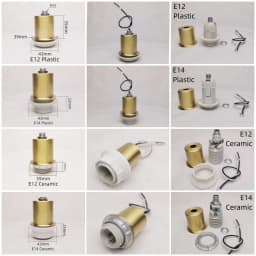Brass Material E27 E14 Ceramic Lamp Holder With Wire Light Socket 100% Copper Cup Engineering Pendant Wall Lamp Accessories