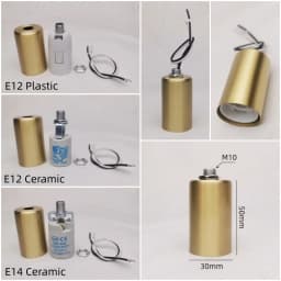 Brass Material E27 E14 Ceramic Lamp Holder With Wire Light Socket 100% Copper Cup Engineering Pendant Wall Lamp Accessories