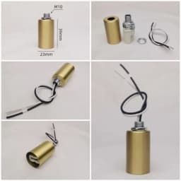 Brass Material E27 E14 Ceramic Lamp Holder With Wire Light Socket 100% Copper Cup Engineering Pendant Wall Lamp Accessories