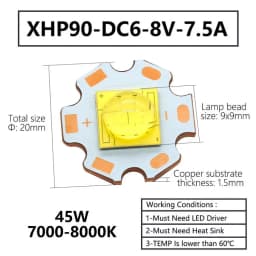 LED Lamp Beads XHP70 XHP90 XHP110 18W 24W 45W 72W LED Diodes DC3V DC6-8V DC24V LED For Flashlight Headlight DIY LED Accessories