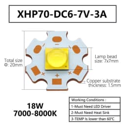 LED Lamp Beads XHP70 XHP90 XHP110 18W 24W 45W 72W LED Diodes DC3V DC6-8V DC24V LED For Flashlight Headlight DIY LED Accessories