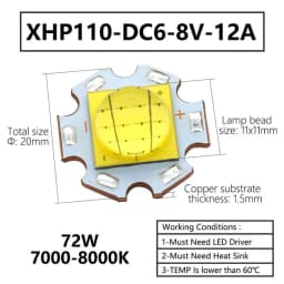 LED Lamp Beads XHP70 XHP90 XHP110 18W 24W 45W 72W LED Diodes DC3V DC6-8V DC24V LED For Flashlight Headlight DIY LED Accessories