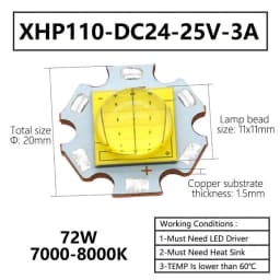 LED Lamp Beads XHP70 XHP90 XHP110 18W 24W 45W 72W LED Diodes DC3V DC6-8V DC24V LED For Flashlight Headlight DIY LED Accessories