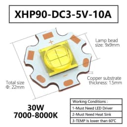 LED Lamp Beads XHP70 XHP90 XHP110 18W 24W 45W 72W LED Diodes DC3V DC6-8V DC24V LED For Flashlight Headlight DIY LED Accessories