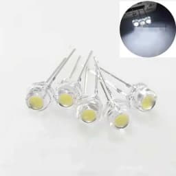 5mm Straw Hat LED Dip Ultra Bright Pure Cold White 3V 0.2W 20MA 2000MCD LED Diode Round Water Clear Light Emitting Diode