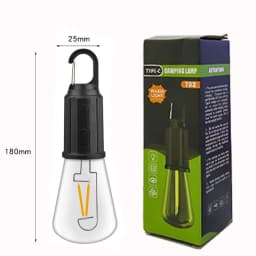 LED Camping Light Type-C USB Rechargeable Waterproof 400mAh 100LM Tent Light with Hook 3 Modes Outdoor Lighting