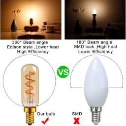 Tubular Retro Night Bulb E14 E12 220V 110V Dimmable 3W 2200K Soft Filament Living Room Table Light Chandelier Replaceable Bulbs