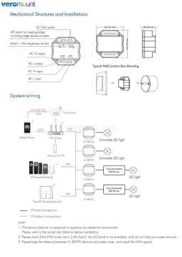 Skydance S1-B(WT) Tuya LED Dimmer Wifi Smart 2.4G RF Wireless Remote Control 220V 110VAC Triac Dimmer for Dimmable LED Bulb Lamp