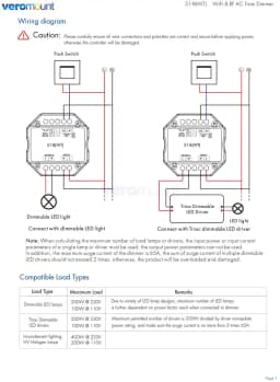 Skydance S1-B(WT) Tuya LED Dimmer Wifi Smart 2.4G RF Wireless Remote Control 220V 110VAC Triac Dimmer for Dimmable LED Bulb Lamp