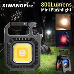 1/3/5PCS LED Flashlight Work Light Portable COB Pocket Flashlight Keychains USB Rechargeable Outdoor Camping Lamp with Corkscrew