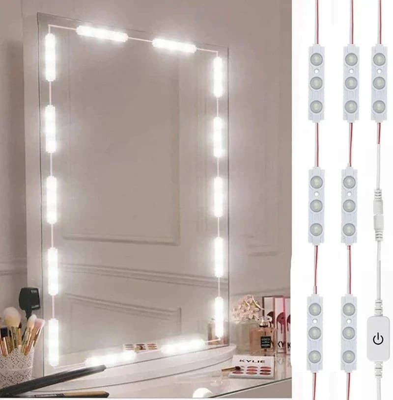 Led Vanity Mirror Lights Kit Vanity Make Up Light Dressing Table Strip Light Touch Control Dimmable Waterproof Mirror Front Lamp