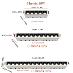 New LED line Downlight Recessed Rectangle Grille Ceiling Lamp 10W 20W 30W AC85~265V LED Spot Light For Home Shop Decor Living