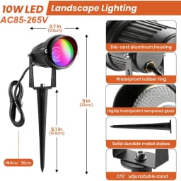 RGB Warm White LED Landscape Light with Remote 10W Lawn Light 110V 220V IP65 Waterproof Outdoor Spotlights for Garden Path Tree