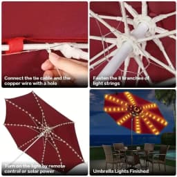 104 LED Umbrella String Light With 8 Modes Waterproof Solar String Lamp For Outdoor Lighting Beach Garden Decoration