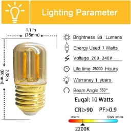 AC 220V E27 T28 1W LED Tube Light Bulb Vintage Retro COB Filament 2200K Warm White Glass Shell Replace Incandescent Lamps