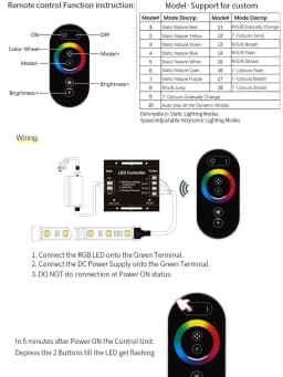 Small Iron Shell LED Light Strip Controller RF433 Touch Remote Control DC12-24V 30A Dimming DIM Cct Rgb Smd Cob Dimmer 6A/CH