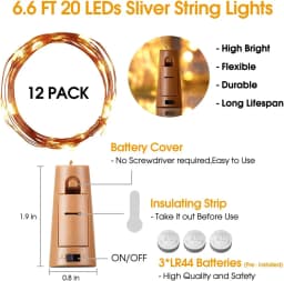 20 LED 10 Packs Wine Bottle Lights Copper Wire Fairy String Light Warm White Bottle Stopper Atmosphere Lamp for Xmas Holiday