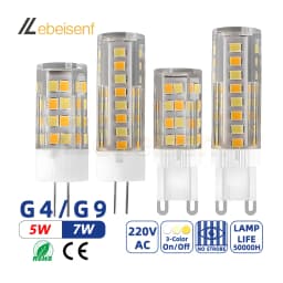 G4 / G9 Base LED Lamp Bulbs 220V 5W 7W Pendant Ceramic Light 3000K 4000K 6000K On/Off Control Tricolor Switching No Need Driver