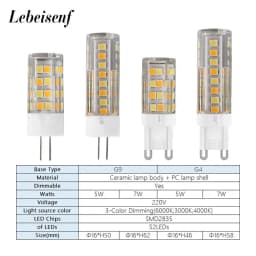 G4 / G9 Base LED Lamp Bulbs 220V 5W 7W Pendant Ceramic Light 3000K 4000K 6000K On/Off Control Tricolor Switching No Need Driver