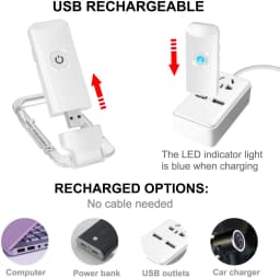 New USB Rechargeable Book Reading Light Brightness Adjustable LED Clip on Book Light Eye Care Book Lamp for Kids Read Light