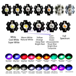 10pcs 1W 3W High Power Warm White/Cool White/Natural White/Red/Green/Blue/Royal Blue IR LED with 20mm Star PCB