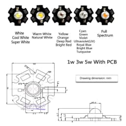 10pcs 1W 3W High Power Warm White/Cool White/Natural White/Red/Green/Blue/Royal Blue IR LED with 20mm Star PCB